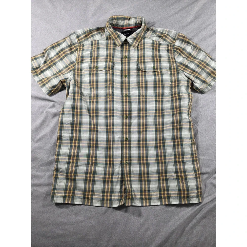 The North Face Shirt Mens Large Sage Green Plaid S/S Hiking,‎ Fishing, Camping